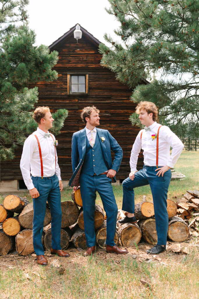 The Groom hanging out with his brothers at spruce mountain ranch