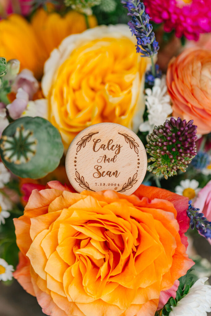 Bright and colorful wedding flowers by Lil Bug Floral